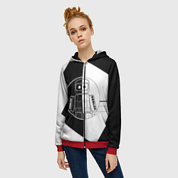 Толстовка на молнии женская Роблокс робот, цвет: 3D-красный — фото 2