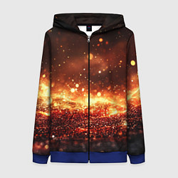 Толстовка на молнии женская Красно-золотая текстура, цвет: 3D-синий