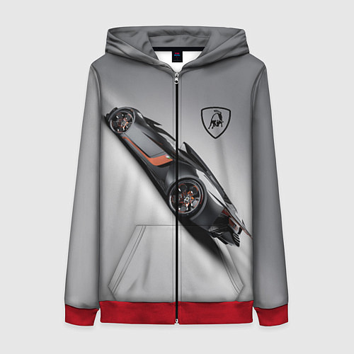 Женская толстовка на молнии Lamborghini - racing car / 3D-Красный – фото 1