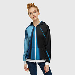 Толстовка на молнии женская Black blue, цвет: 3D-белый — фото 2