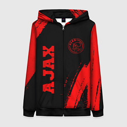 Толстовка на молнии женская Ajax - red gradient вертикально, цвет: 3D-черный