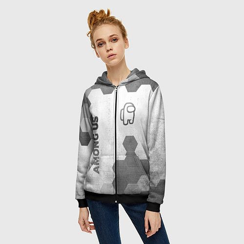 Женская толстовка на молнии Among Us - white gradient вертикально / 3D-Черный – фото 3