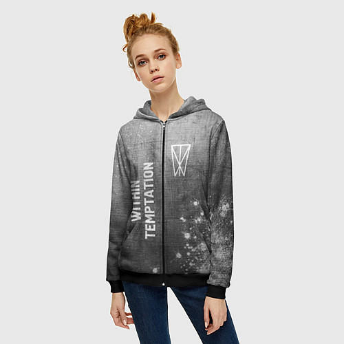 Женская толстовка на молнии Within Temptation - grey gradient вертикально / 3D-Черный – фото 3
