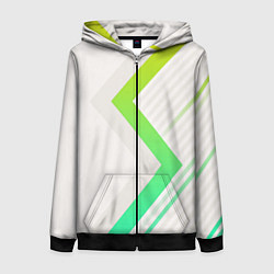 Толстовка на молнии женская Color white line green, цвет: 3D-черный
