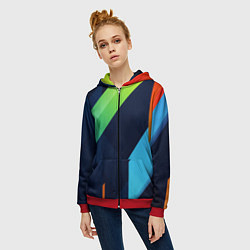 Толстовка на молнии женская Multicolored, цвет: 3D-красный — фото 2