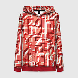 Женская толстовка на молнии Красно-белый объёмный эффект