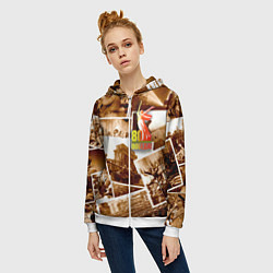 Толстовка на молнии женская Победа 80 лет коллаж, цвет: 3D-белый — фото 2