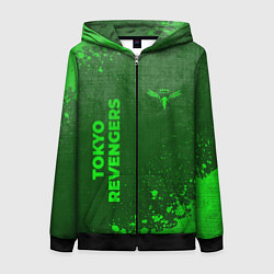 Толстовка на молнии женская Tokyo Revengers - green gradient вертикально, цвет: 3D-черный