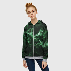 Толстовка на молнии женская Lightning green line, цвет: 3D-меланж — фото 2