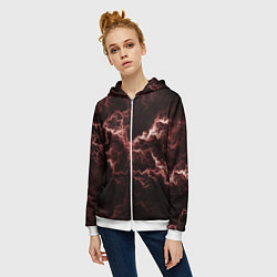 Толстовка на молнии женская Lightning red, цвет: 3D-белый — фото 2