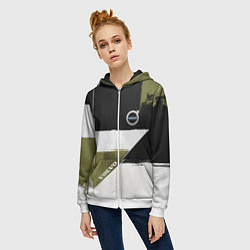 Толстовка на молнии женская Volvo логотип, цвет: 3D-белый — фото 2