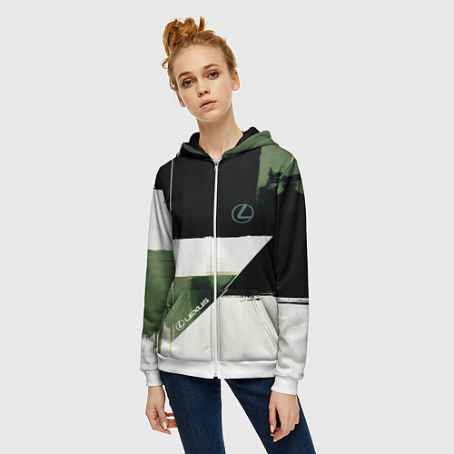 Женская толстовка на молнии Lexus логотип / 3D-Белый – фото 3
