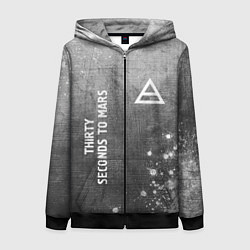 Толстовка на молнии женская Thirty Seconds to Mars - grey gradient вертикально, цвет: 3D-черный