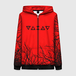 Толстовка на молнии женская Лого ведьмак деревья, цвет: 3D-черный