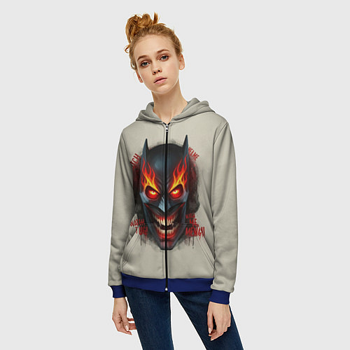 Женская толстовка на молнии Огенный Бэтмент / 3D-Синий – фото 3