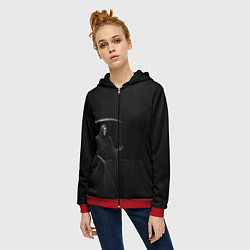 Толстовка на молнии женская Memento mortis, цвет: 3D-красный — фото 2