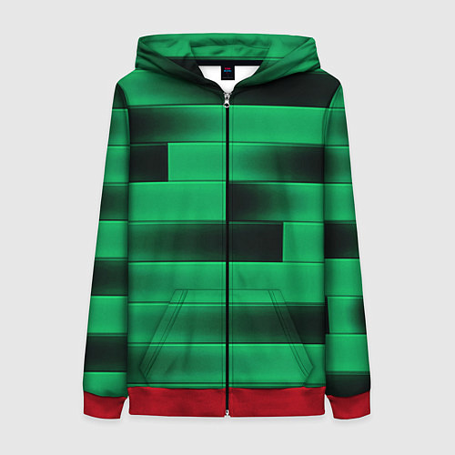 Женская толстовка на молнии Color green square / 3D-Красный – фото 1