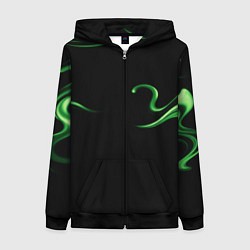 Толстовка на молнии женская The color is light green abstraction, цвет: 3D-черный