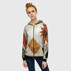 Толстовка на молнии женская Boho style, цвет: 3D-черный — фото 2