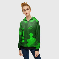 Толстовка на молнии женская Hitman - green gradient вертикально, цвет: 3D-черный — фото 2