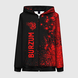 Толстовка на молнии женская Burzum - red gradient по-вертикали, цвет: 3D-черный