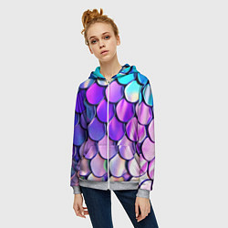 Толстовка на молнии женская Мазки краски с градиентом, цвет: 3D-меланж — фото 2