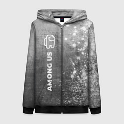 Толстовка на молнии женская Among Us - grey gradient по-вертикали, цвет: 3D-черный
