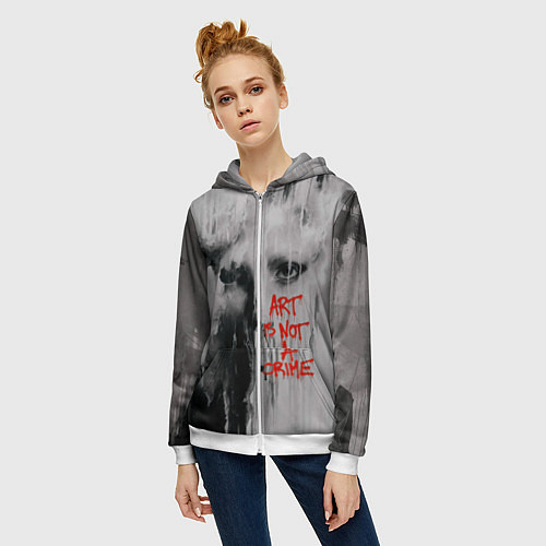 Женская толстовка на молнии Исскуство не преступление / 3D-Белый – фото 3
