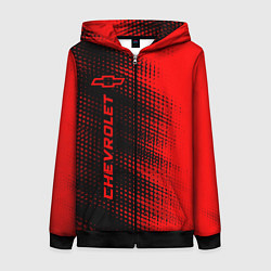 Толстовка на молнии женская Chevrolet - red gradient по-вертикали, цвет: 3D-черный