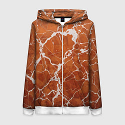 Женская толстовка на молнии Темно-оранжевый мрамор