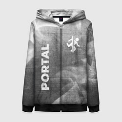 Толстовка на молнии женская Portal - grey gradient вертикально, цвет: 3D-черный