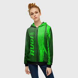 Толстовка на молнии женская Audi - green gradient по-вертикали, цвет: 3D-черный — фото 2