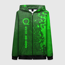 Толстовка на молнии женская God of War - green gradient по-вертикали, цвет: 3D-черный