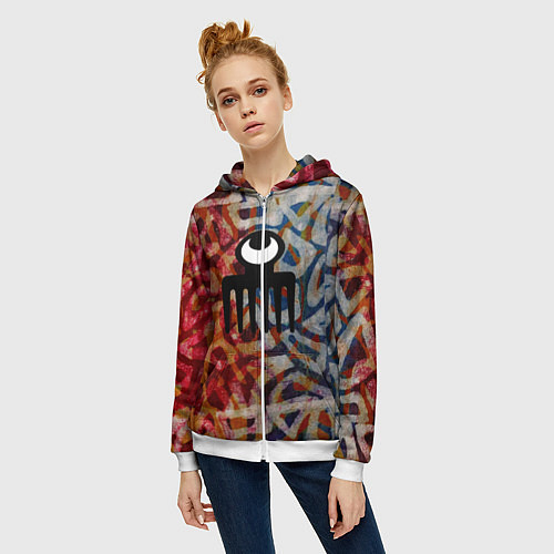 Женская толстовка на молнии Acra Batik / 3D-Белый – фото 3
