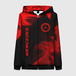 Толстовка на молнии женская Mercedes - red gradient вертикально, цвет: 3D-черный