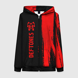 Толстовка на молнии женская Deftones - red gradient по-вертикали, цвет: 3D-черный