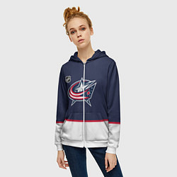 Толстовка на молнии женская Коламбус Блю Джекетс хоккей, цвет: 3D-белый — фото 2