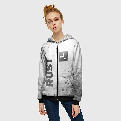 Женская толстовка на молнии Rust - white gradient вертикально / 3D-Черный – фото 3
