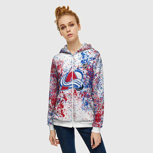 Женская толстовка на молнии Colorado Avalanche NHL white / 3D-Белый – фото 3