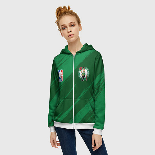 Женская толстовка на молнии Boston Celtics NBA basketball / 3D-Белый – фото 3