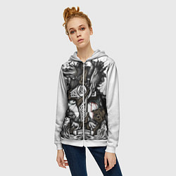 Толстовка на молнии женская Языческий бог воинов, цвет: 3D-белый — фото 2