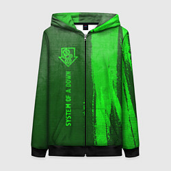 Толстовка на молнии женская System of a Down - green gradient по-вертикали, цвет: 3D-черный