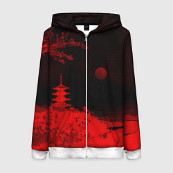 Женская толстовка на молнии Башня в красной сепии