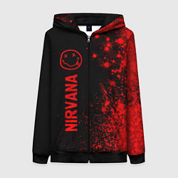 Толстовка на молнии женская Nirvana - red gradient по-вертикали, цвет: 3D-черный