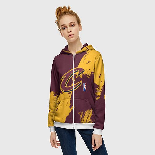 Женская толстовка на молнии Cleveland Cavaliers NBA team / 3D-Белый – фото 3