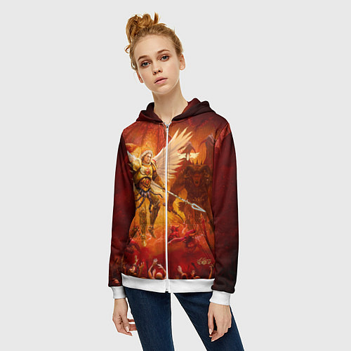 Женская толстовка на молнии Сангвиний великий ангел / 3D-Белый – фото 3