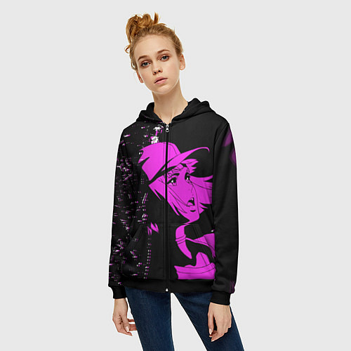Женская толстовка на молнии Лазарь: Элейна / 3D-Черный – фото 3