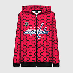 Толстовка на молнии женская Вашингтон Кэпиталз - красные соты, цвет: 3D-черный