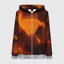 Толстовка на молнии женская Оранжевые объемные пластины, цвет: 3D-меланж