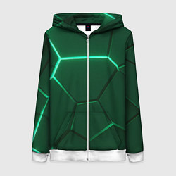 Женская толстовка на молнии Зеленые плиты с неоном